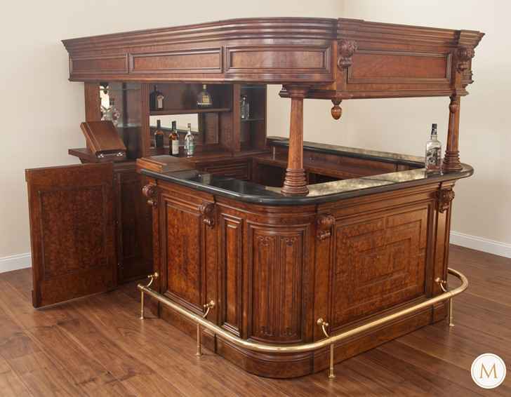 72" Burl Mahogany Canopy Pub Bar