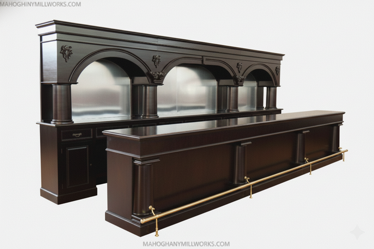 20ft Dark Mahogany Brunswick Saloon Pub Bar Set