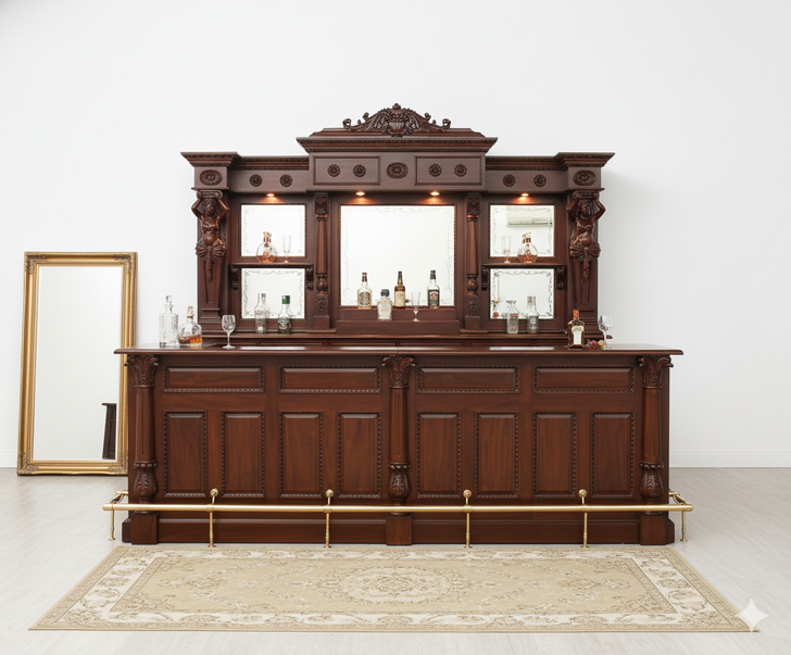 10ft Mahogany Victorian Saloon Pub Bar