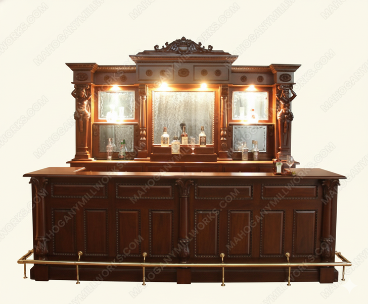 10ft Mahogany Victorian Saloon Pub Bar