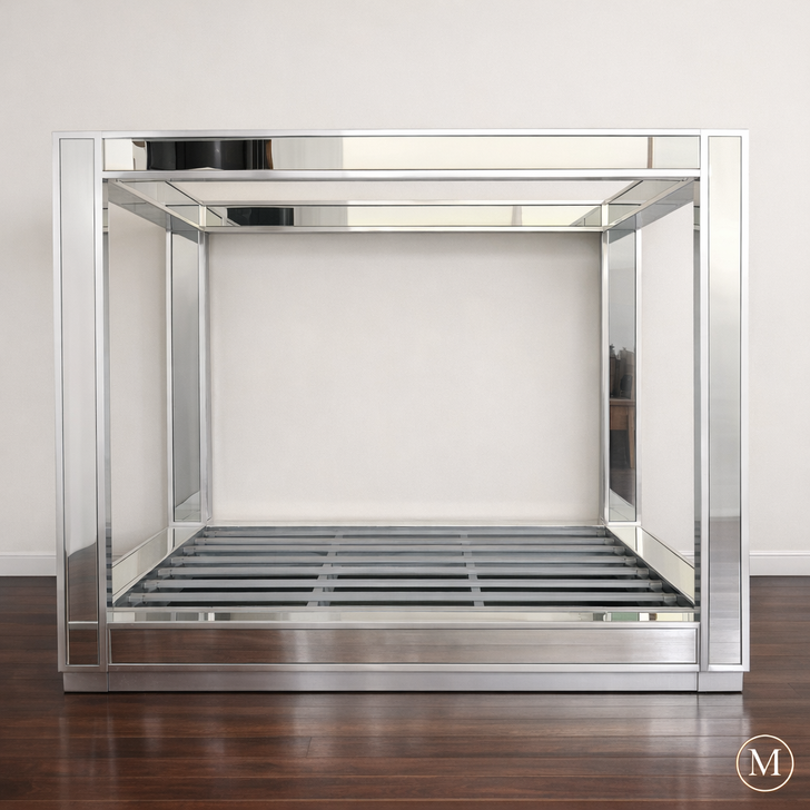 Mirrored Four Poster Canopy Bed