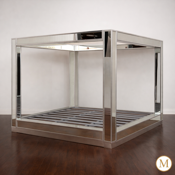 Mirrored Four Poster Canopy Bed