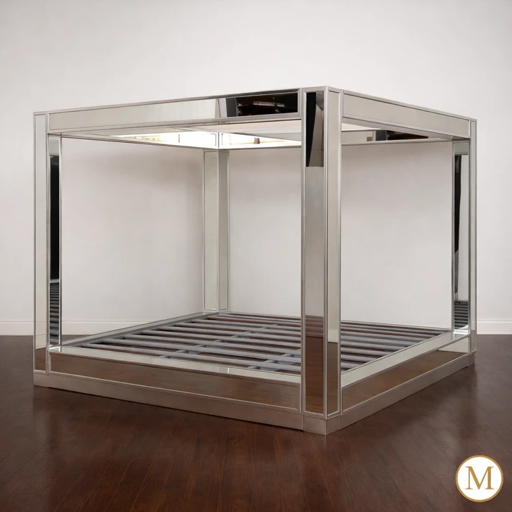 Mirrored Four Poster Canopy Bed