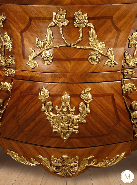 French Louis XV Rococo Bombay Bathroom Vanity w/ Marble Top
