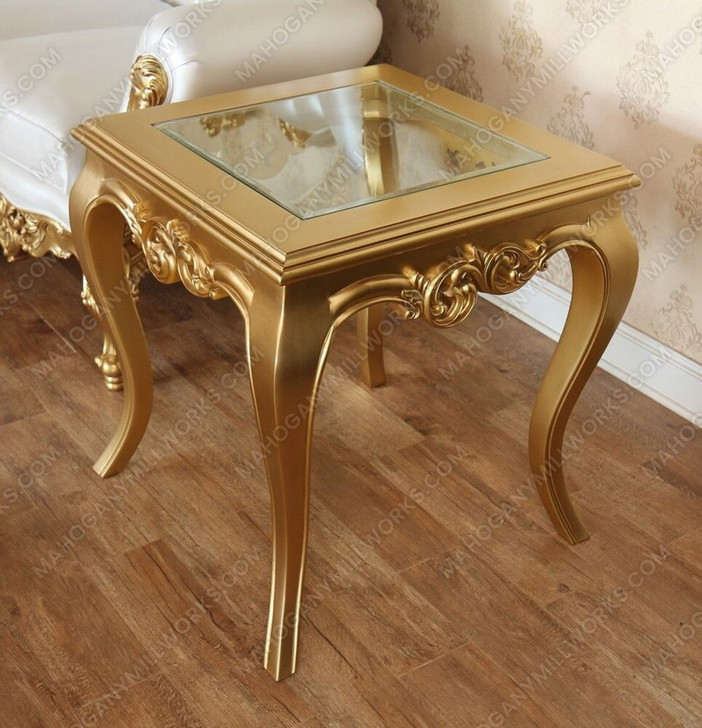 6pc Royal Gold Leaf & Ivory Velvet Upholstered Living Room Seating Set