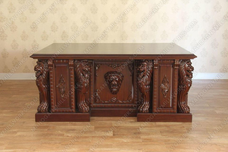 6ft Solid Mahogany Gothic Medieval Executive Office Desk