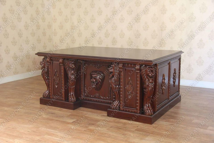 6ft Mahogany Gothic Lion Desk
