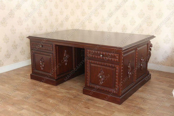 6ft Mahogany Gothic Lion Desk