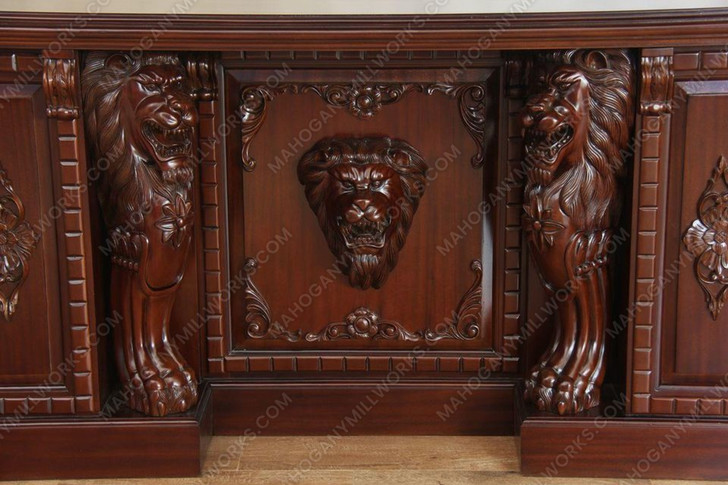 6ft Mahogany Gothic Lion Desk