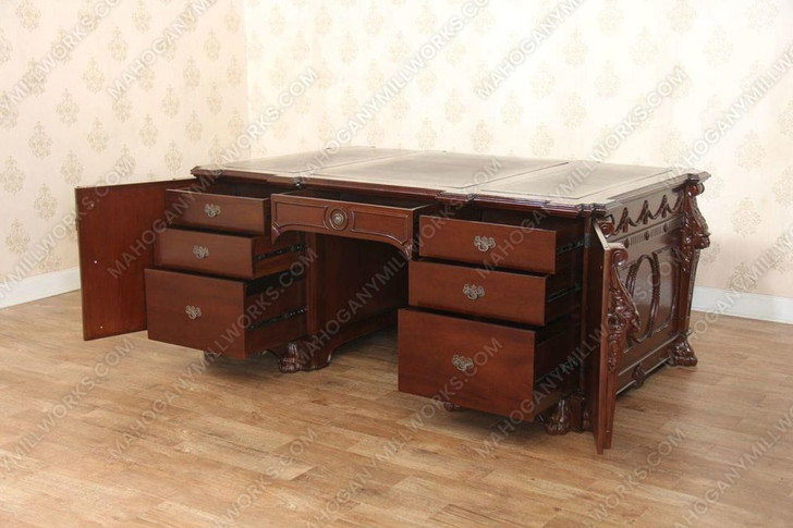 Mahogany Gothic Leather top Desk