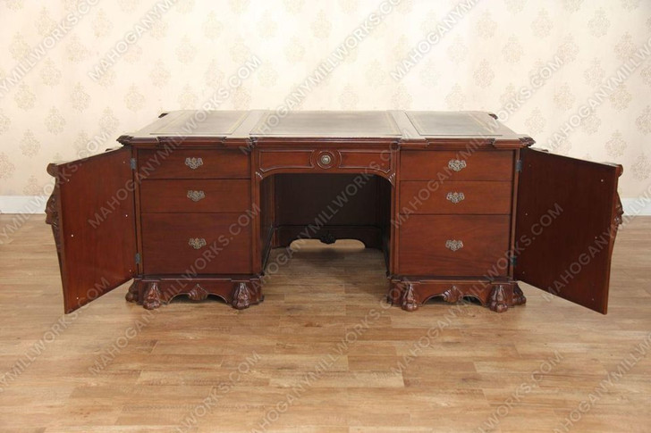 Mahogany Gothic Leather top Desk