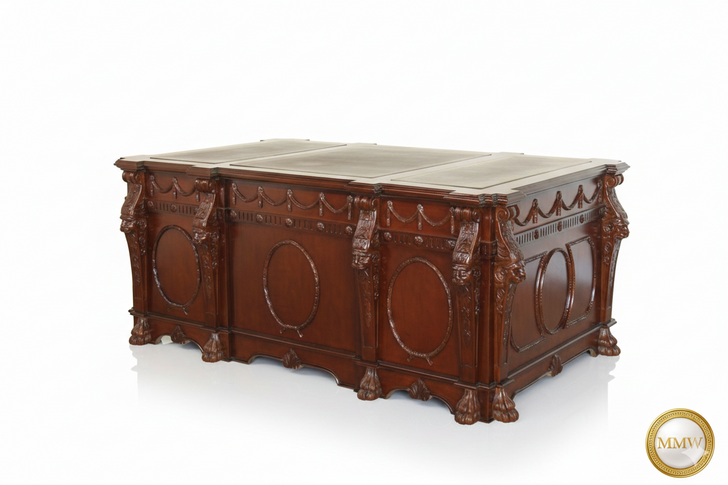 Mahogany Gothic Leather top Desk