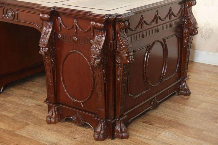 Mahogany Gothic Leather top Desk