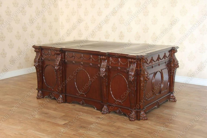 Mahogany Gothic Leather top Desk