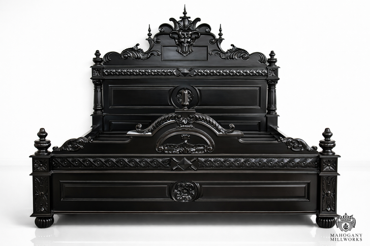 Black Gothic Gargoyle Bed w/ Satin Finish