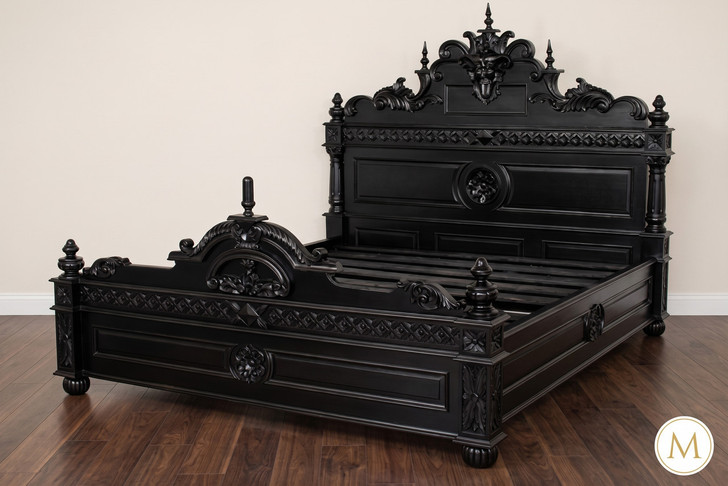 Black Gothic Gargoyle Bed w/ Satin Finish
