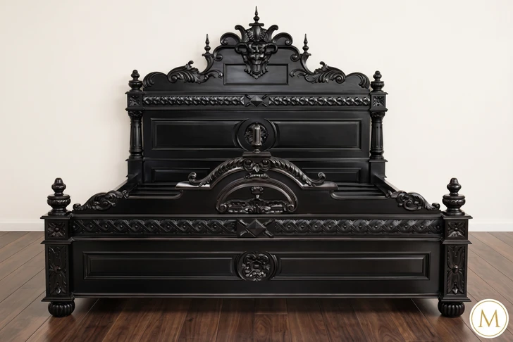 Black Gothic Gargoyle Bed w/ Satin Finish