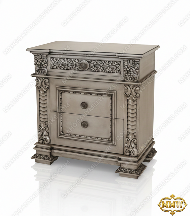 Grey Gothic Nightstands Pair (2)