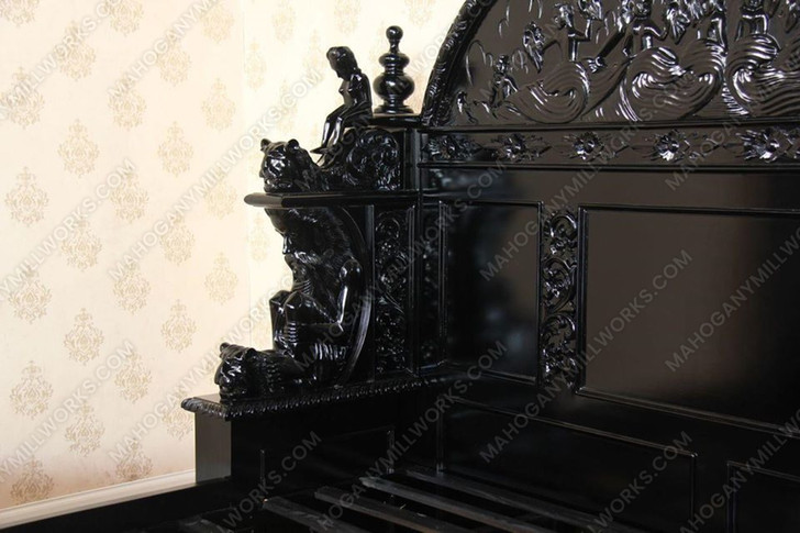 Black Gothic Ornate Heavily Carved Bed