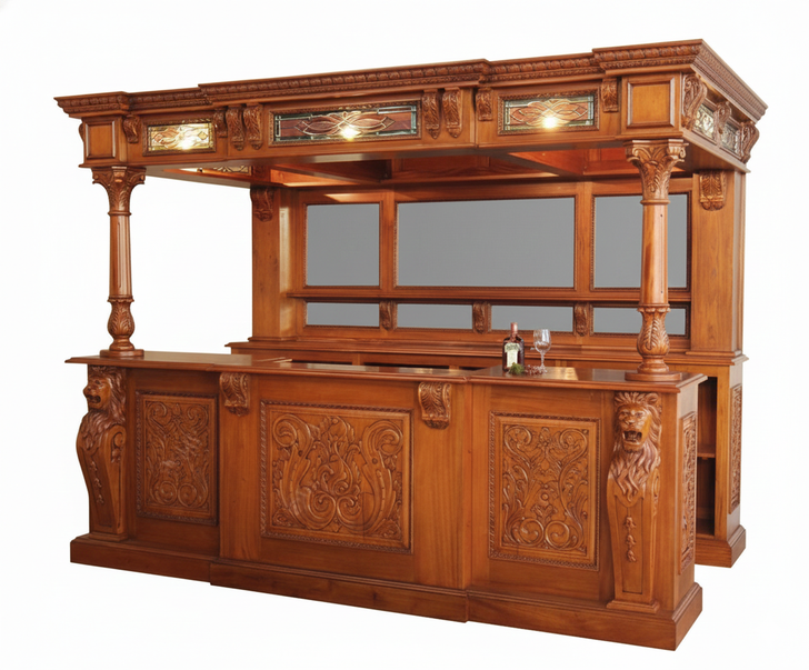 10ft Gothic Light Mahogany Canopy Saloon Pub Bar