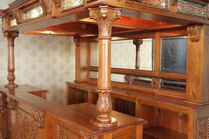 10ft Light Mahogany Gothic Canopy Pub Bar