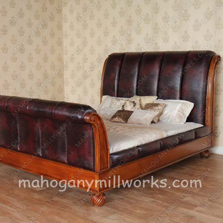 Salisbury Faux Croc Leather Sleigh Bed