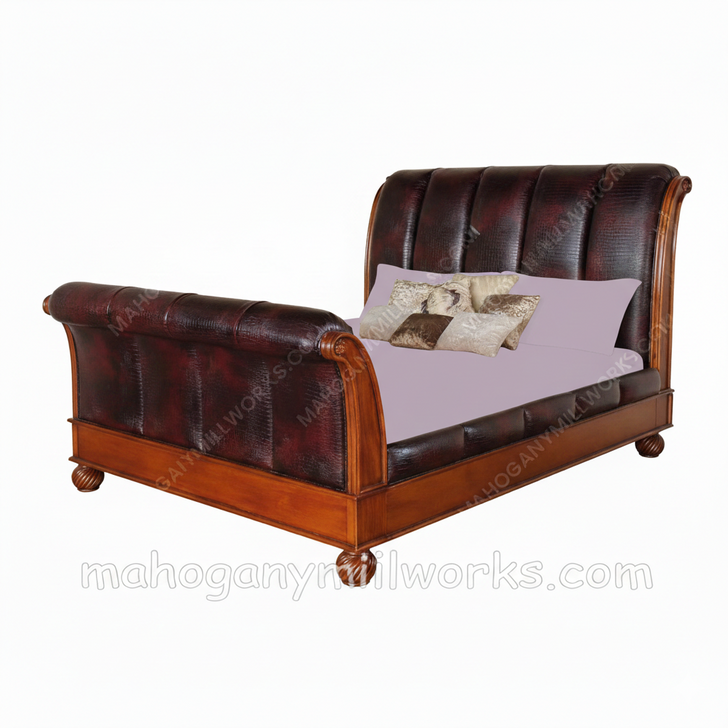 Salisbury Faux Croc Leather Sleigh Bed