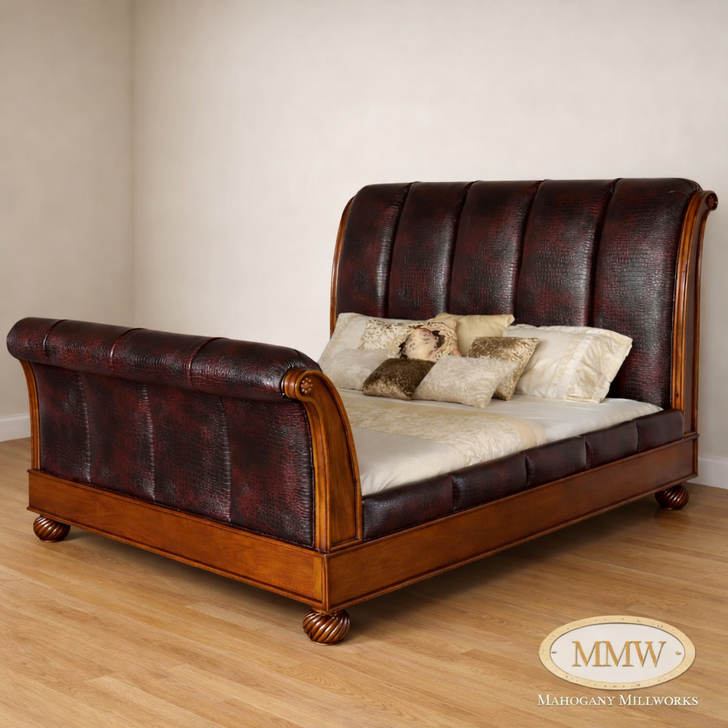 Salisbury Faux Croc Leather Sleigh Bed