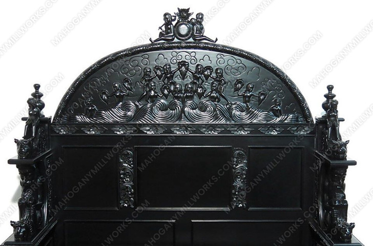 3pc Black Gothic Ornate Heavily Carved Bedroom Set