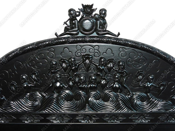 3pc Black Gothic Ornate Carved Bedroom Set