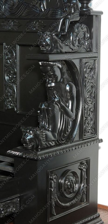 3pc Black Gothic Ornate Carved Bedroom Set