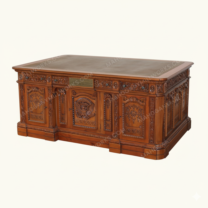 6ft Natural Mahogany Presidential Resolute Oval Office Desk
