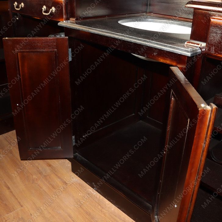 10ft Dark Mahogany Victorian Walk-In  Pub Bar w/ Stained Glass Panels