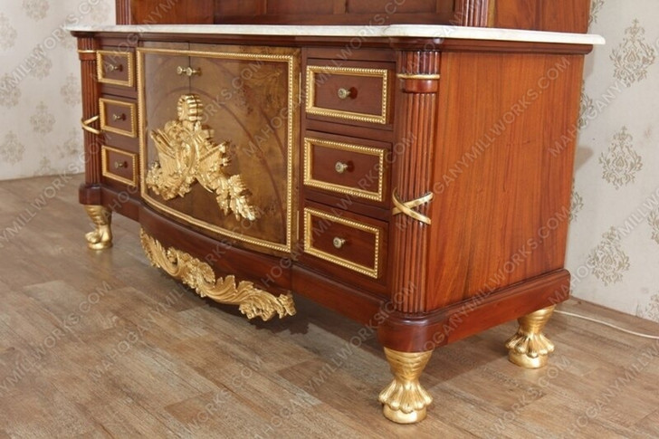 Traditional Mappa Burl Inlay Double Bathroom Vanity w/ Onyx Top