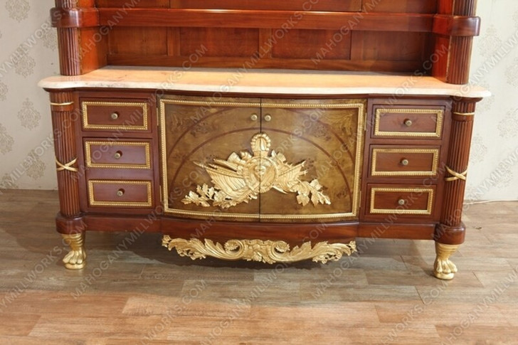 Traditional Mappa Burl Inlay Double Bathroom Vanity w/ Onyx Top