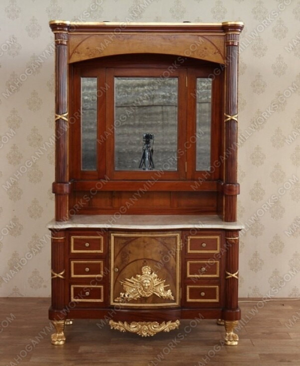 Traditional Mappa Burl Inlay Bathroom Vanity w/ Onyx Top