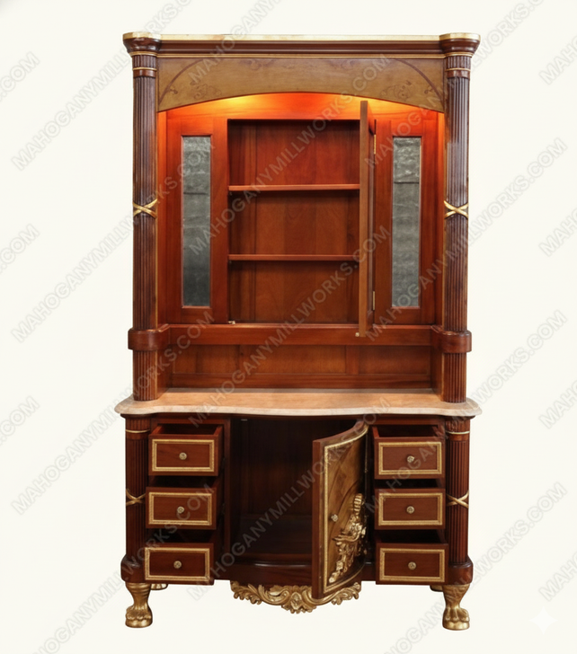 Traditional Mappa Burl Inlay Bathroom Vanity w/ Onyx Top