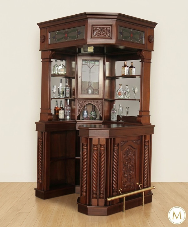 Solid Mahogany Victorian Corner Canopy Tavern Pub Bar