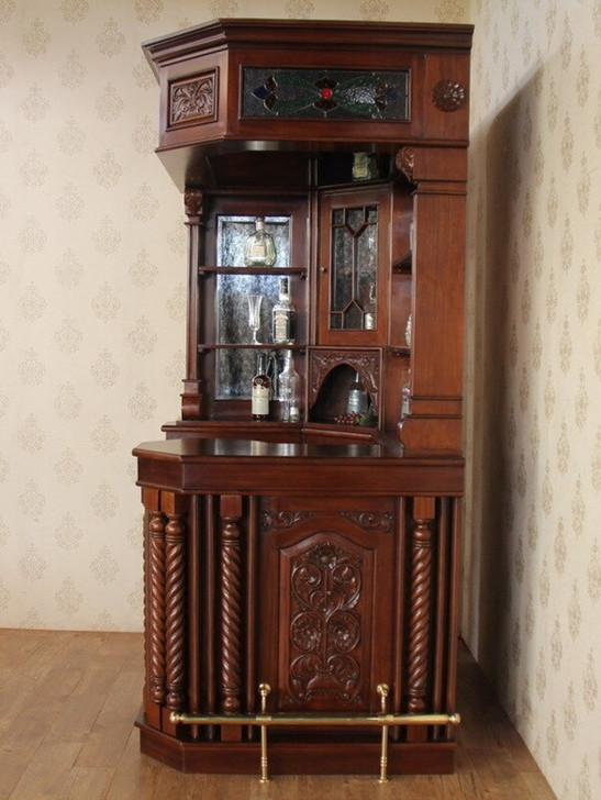 Solid Mahogany Victorian Corner Canopy Tavern Pub Bar