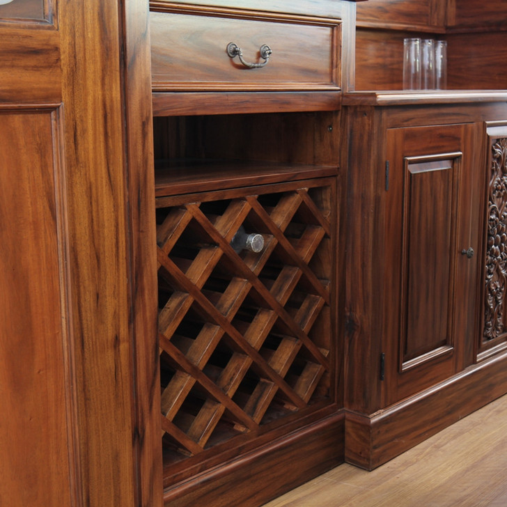 8.5ft Mahogany Ornate Lion Carved Canopy Pub Bar