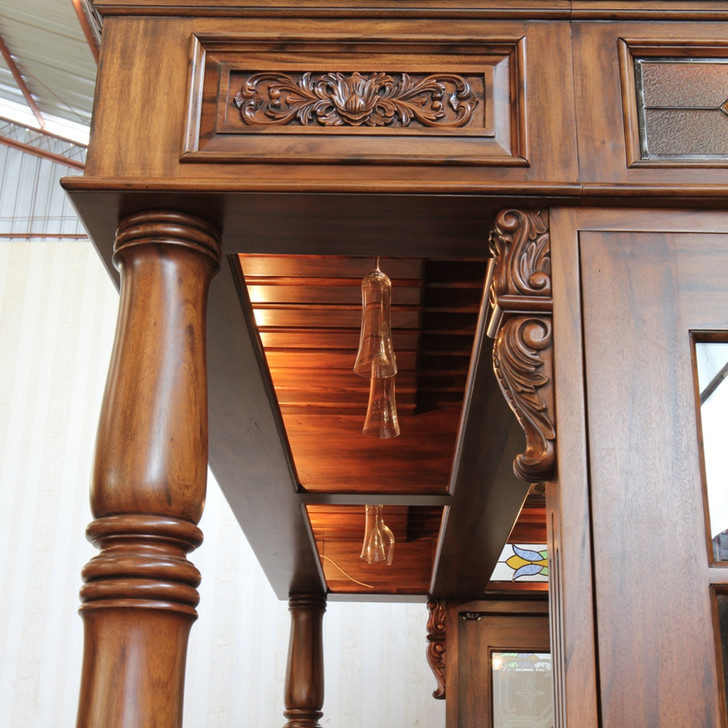8.5ft Mahogany Ornate Lion Carved Canopy Pub Bar