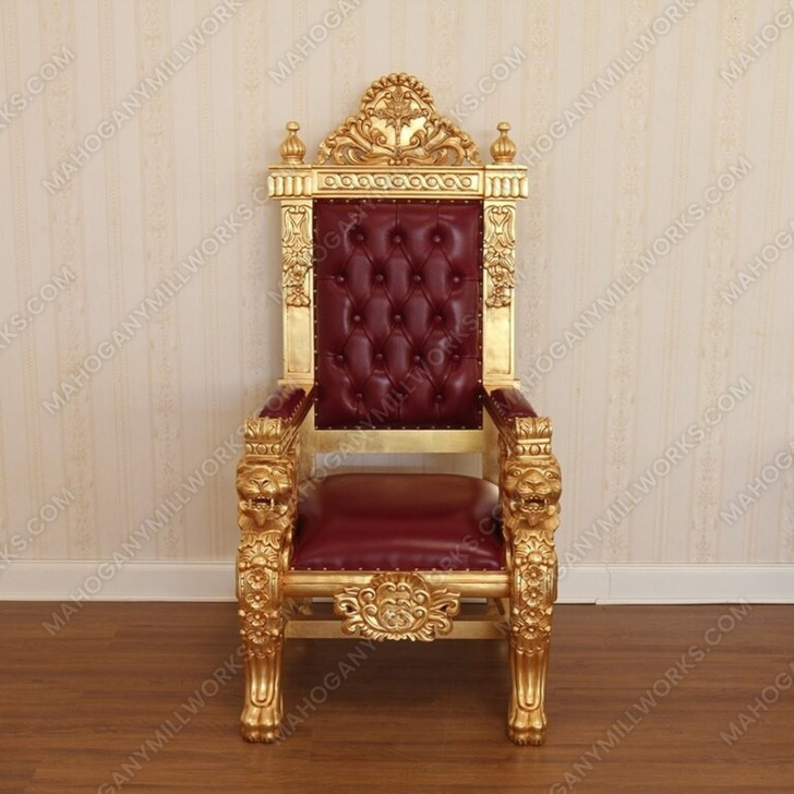 Gold Leaf Genuine Leather Bishop's Church Chair