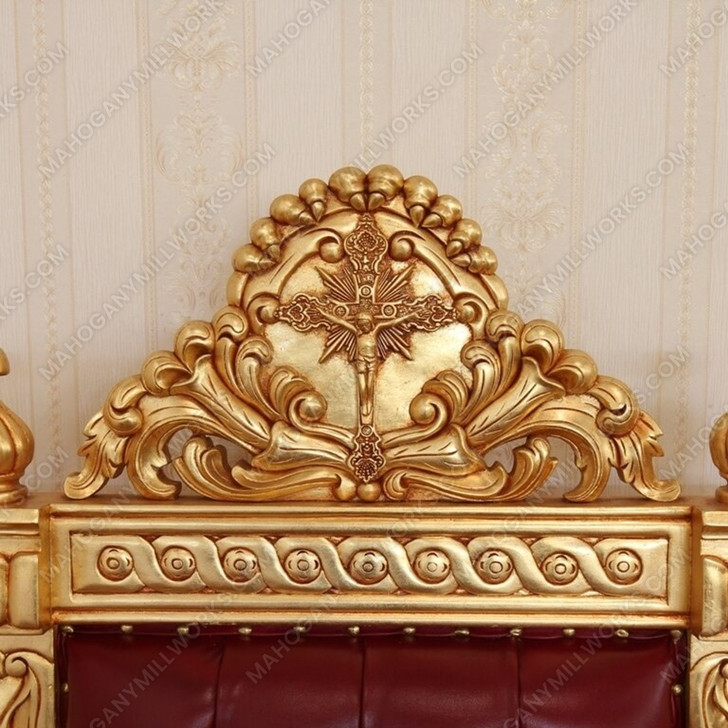 Gold Leaf Genuine Leather Bishop's Church Chair