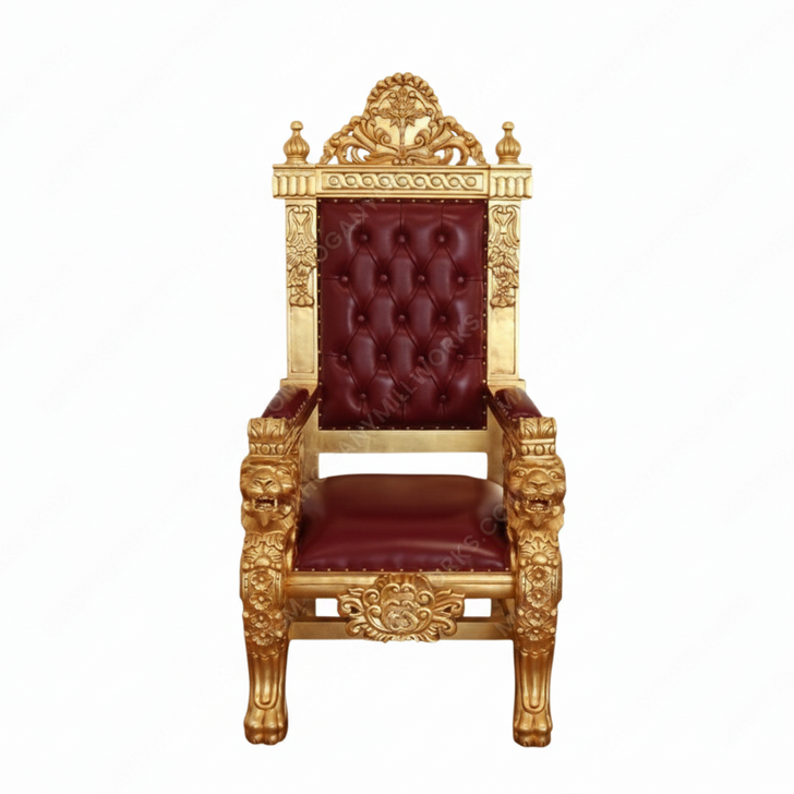 Gold Leaf Genuine Leather Bishop's Church Chair