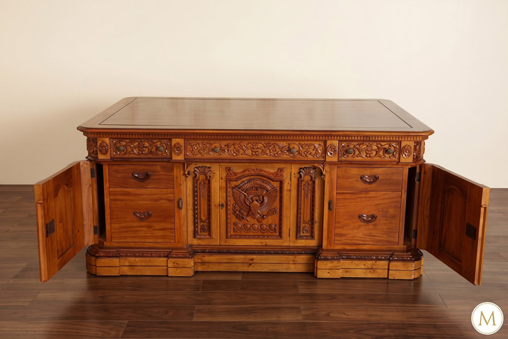 6ft Presidential Resolute Desk w/ Mappa Burl Inlay Wood Top
