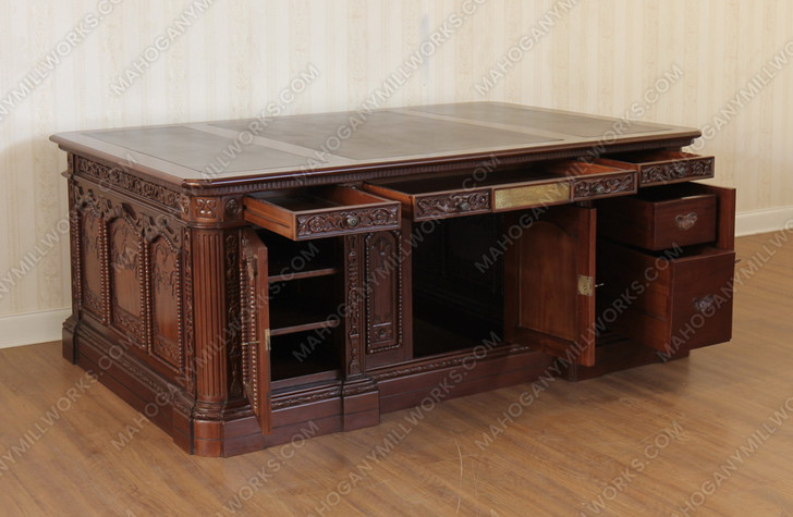 6.5ft Custom Light Walnut Presidential Resolute Office Desk (For Tall People)