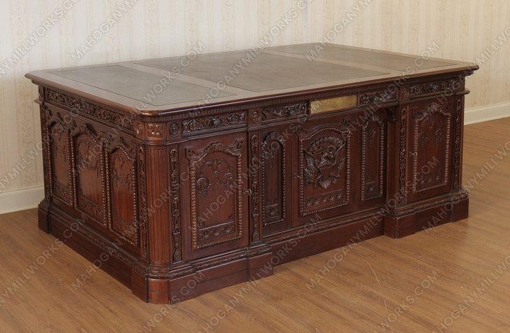 6.5ft Custom Light Walnut Presidential Resolute Office Desk (For Tall People)