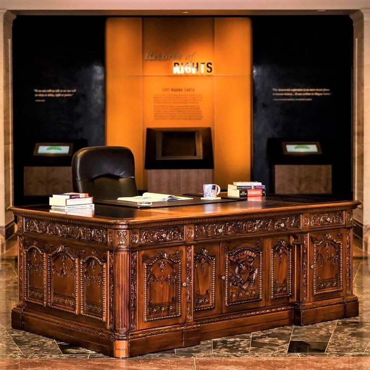 7ft Walnut Oval Office Resolute Desk w/ Leather Top