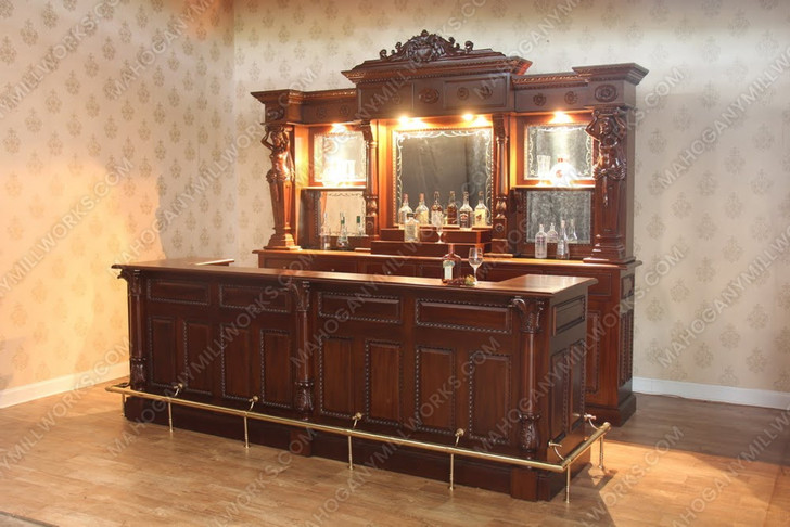 10.5ft Victorian Walnut Lady Saloon Pub Bar