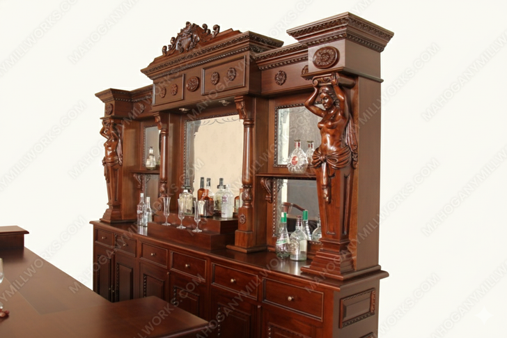 10.5ft Victorian Walnut Lady Saloon Pub Bar